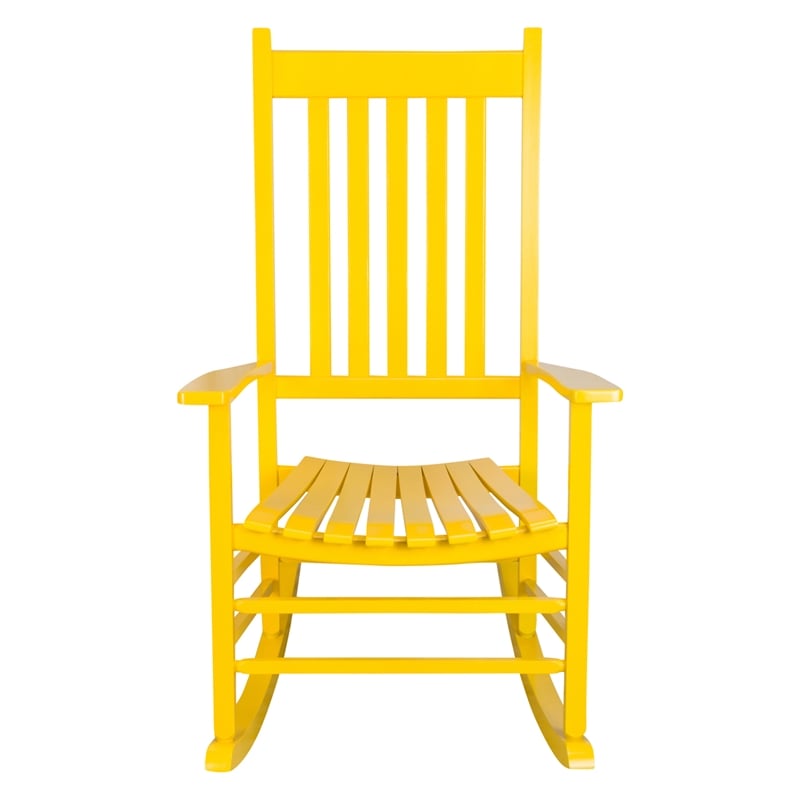 Shine Company Traditional Hardwood Indoor/Outdoor Patio Porch Rocker in Yellow