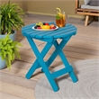 Shine Company Adirondack Round Cedar Wood Foldable Side Table in Blue