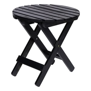 Shine Company Adirondack Round Cedar Wood Foldable Side Table in Black