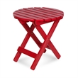 Shine Company Adirondack Round Cedar Wood Foldable Side Table in Red