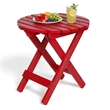 Shine Company Adirondack Round Cedar Wood Foldable Side Table in Red