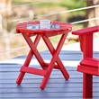 Shine Company Adirondack Round Cedar Wood Foldable Side Table in Red