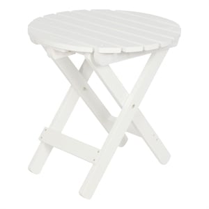 Shine Company Adirondack Round Cedar Wood Foldable Side Table in White