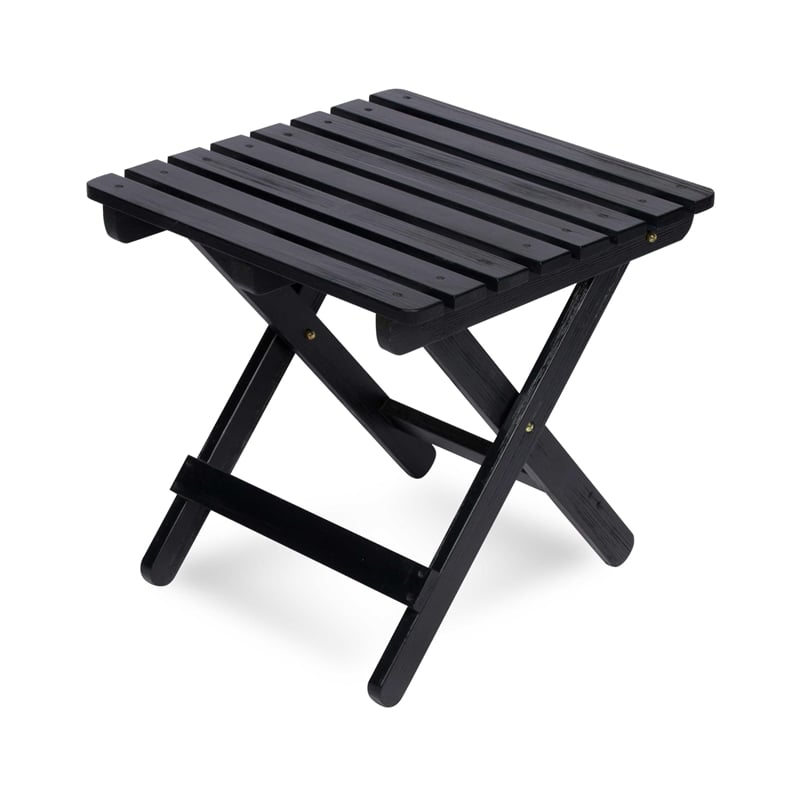 Shine Company Adirondack Square Cedar Wood Foldable Side Table in Black