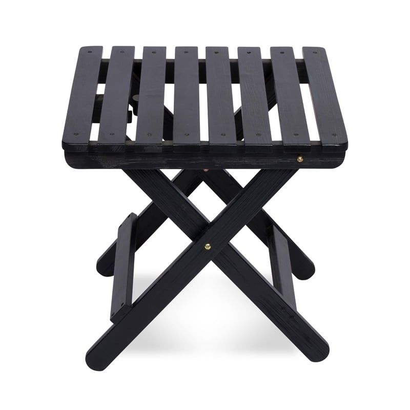 Shine Company Adirondack Square Cedar Wood Foldable Side Table in Black