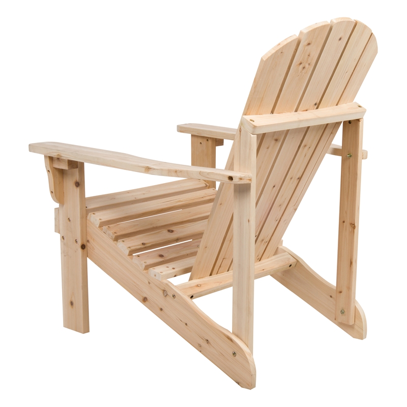 Shine Company Traditional Cedar Wood Patio Deck Adirondack Chair in Beige