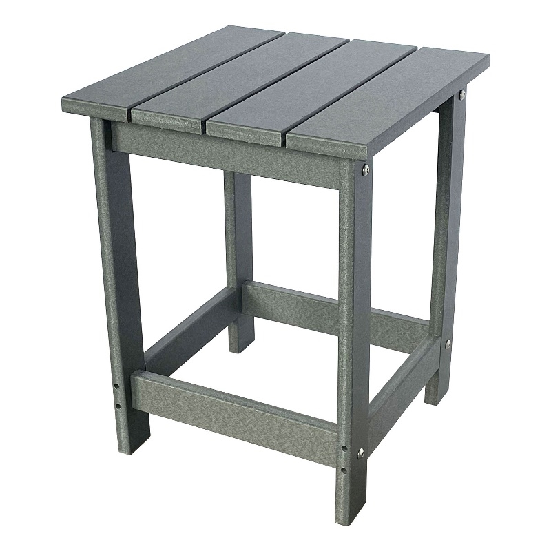 Shine Company Adirondack Indoor/Outdoor Square Resin End Table in Gray