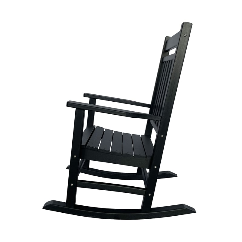 Shine Company All-Weather Traditional Resin Patio Porch Rocker in Black