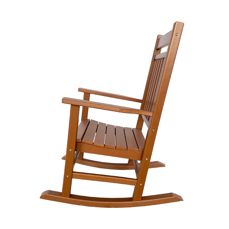 Shine Company All-Weather Traditional Resin Patio Porch Rocker in Brown