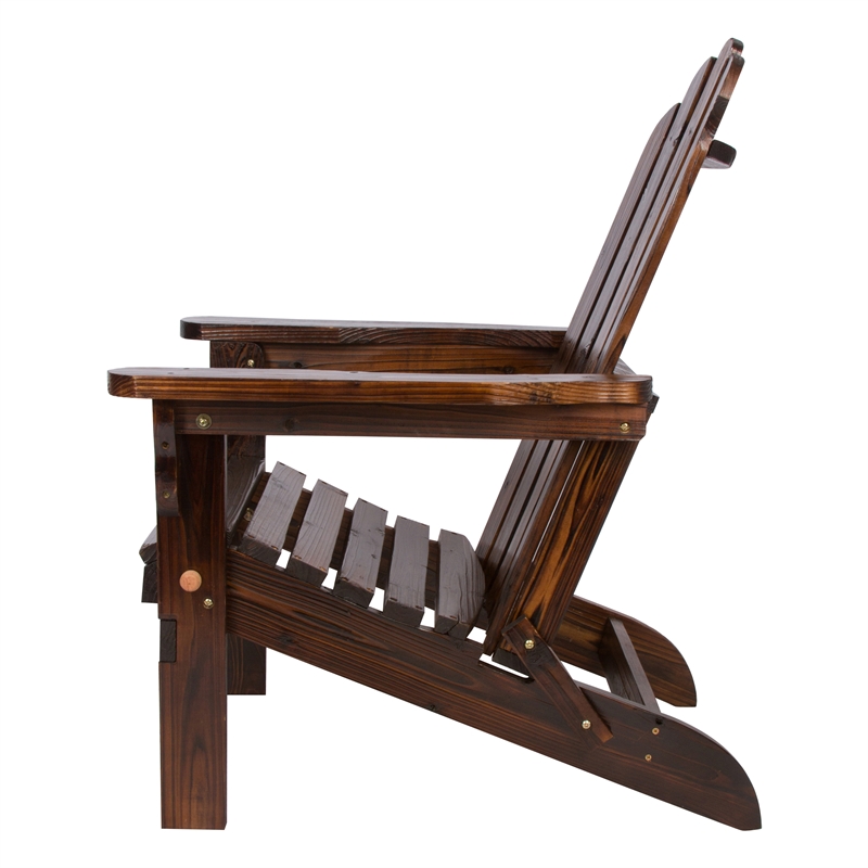 Shine Company Traditional Cedar Wood Folding Adirondack Chair in Brown