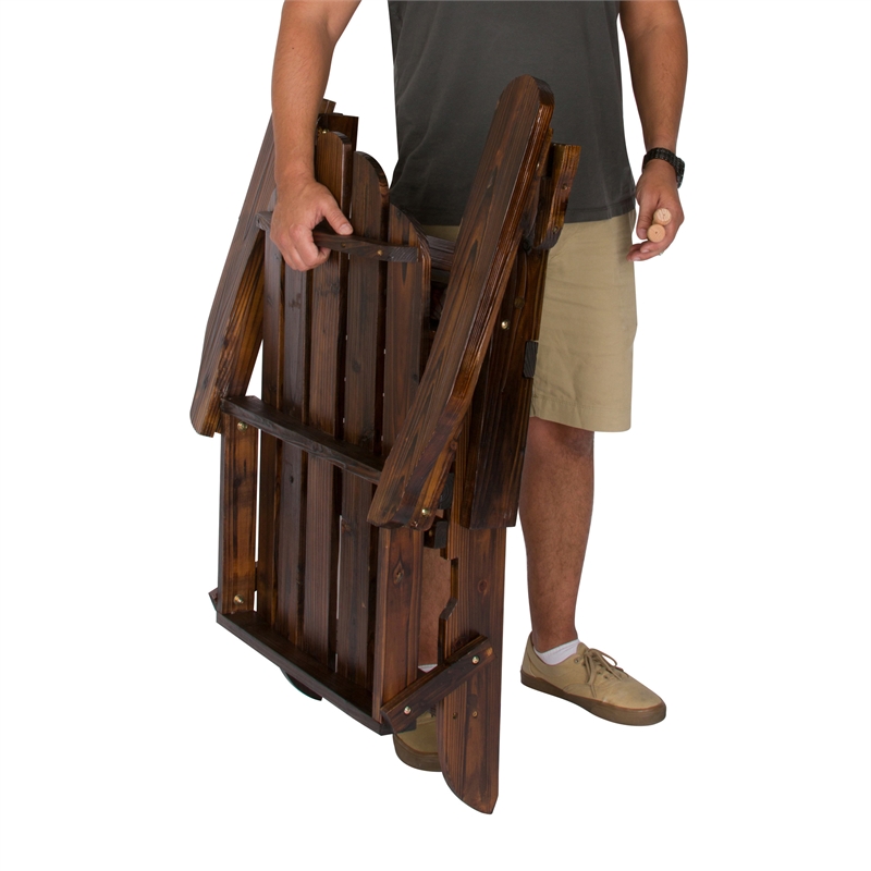 Shine Company Traditional Cedar Wood Folding Adirondack Chair in Brown