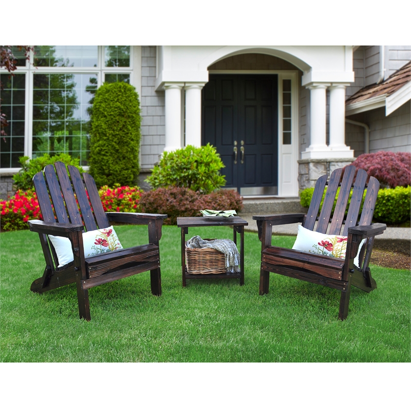 Shine Company Traditional Cedar Wood Folding Adirondack Chair in Brown