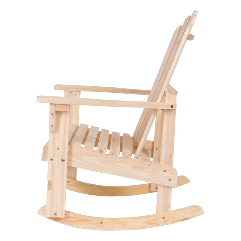 Shine Company Traditional Cedar Wood Adirondack Porch Rocker in Beige