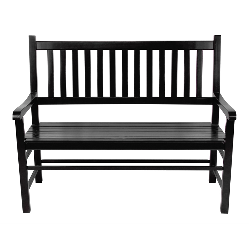 Shine Company Traditional Hardwood Patio Porch Garden Bench in Black