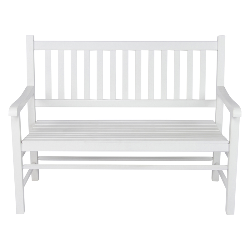 Shine Company Traditional Hardwood Patio Porch Garden Bench in White