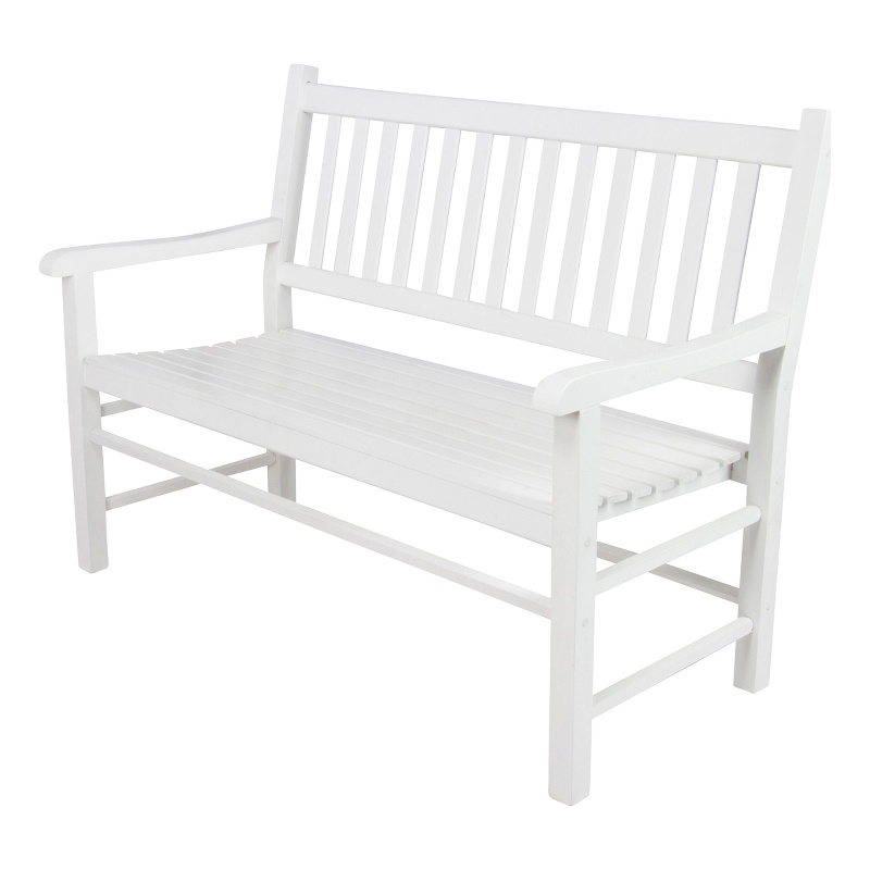 Shine Company Traditional Hardwood Patio Porch Garden Bench in White