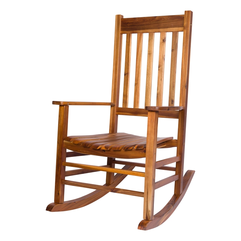Montreal Outdoor Acacia Wood Rocking Chair with Slatted Back in Oak