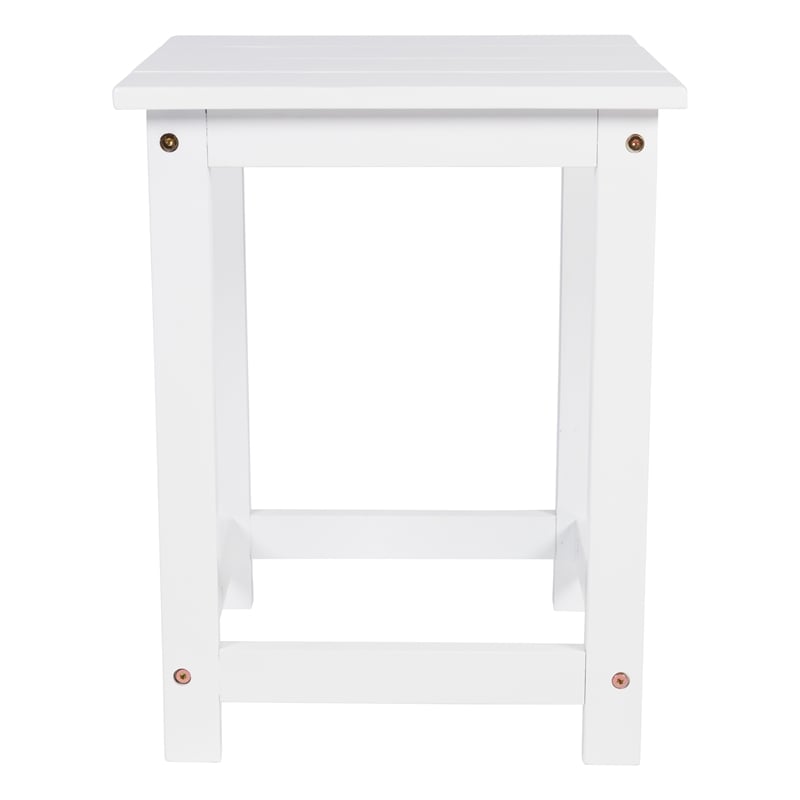 Vermont Modern Acacia Wood Outdoor Patio Side Table in White