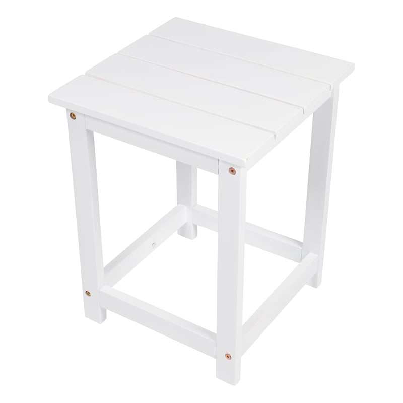 Vermont Modern Acacia Wood Outdoor Patio Side Table in White