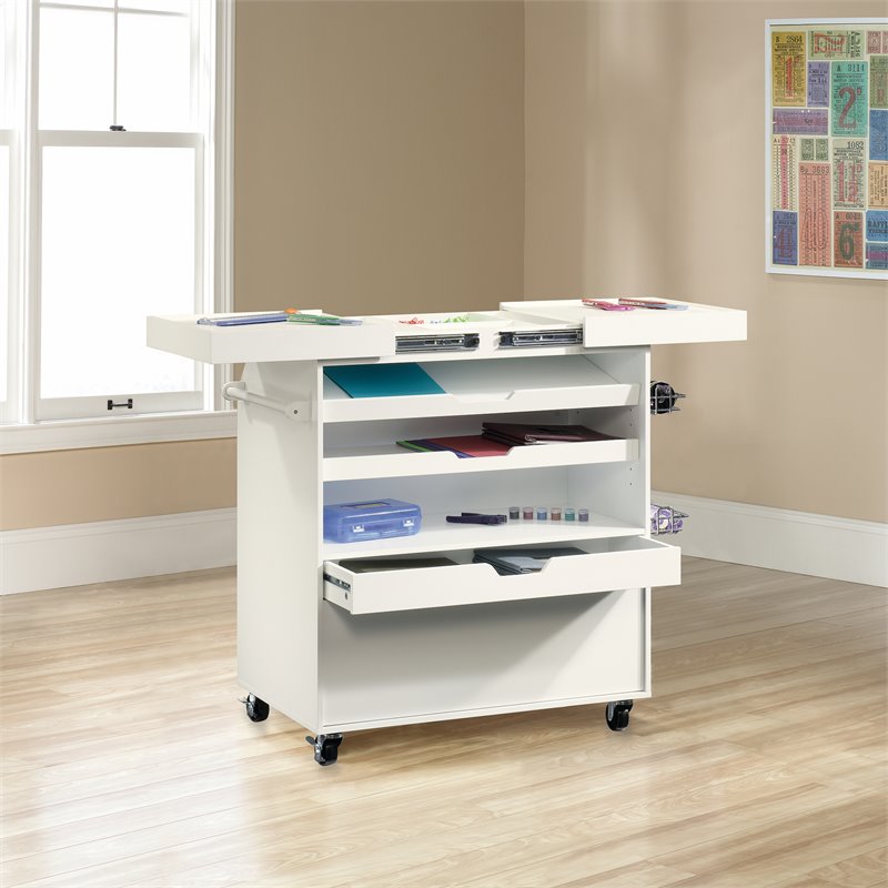 Sauder Select Craft Cart in Soft White