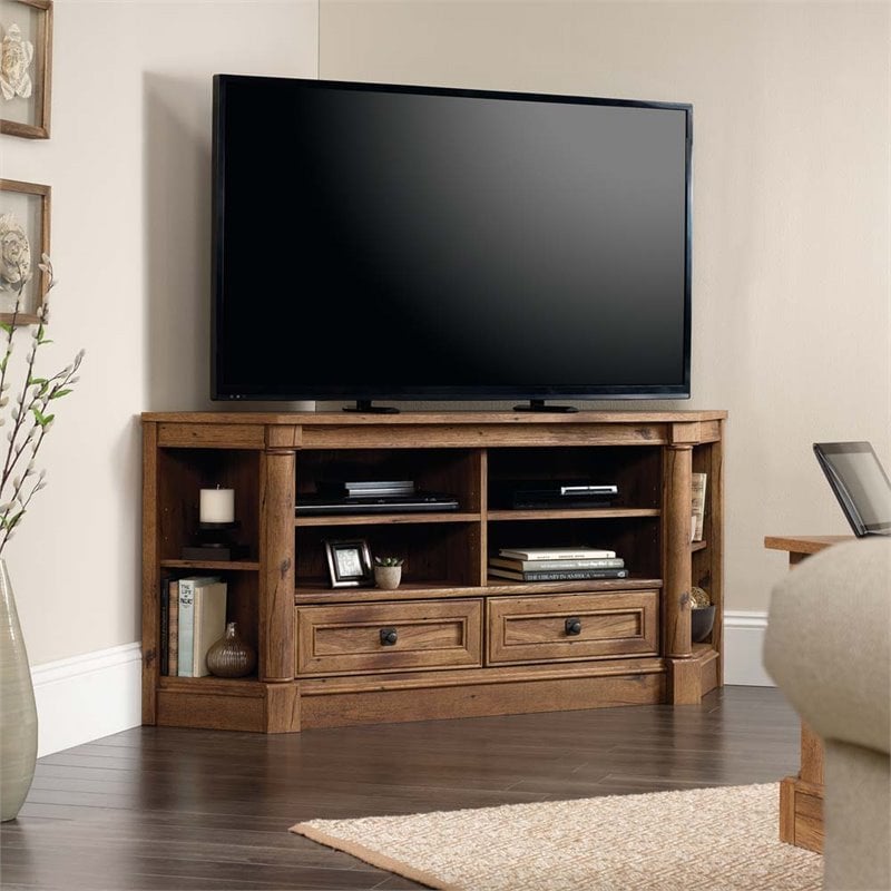 Sauder Palladia Engineered Wood Corner TV Stand for TVs up to 60