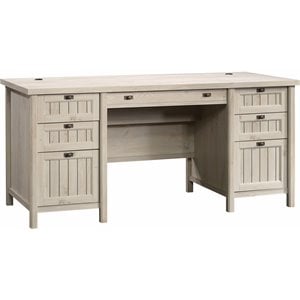 Sauder Costa Engineered Wood Executive Desk in Chalked Chestnut