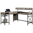Sauder Canal Street Wood and Metal L-Shape Computer Desk in Northern Oak
