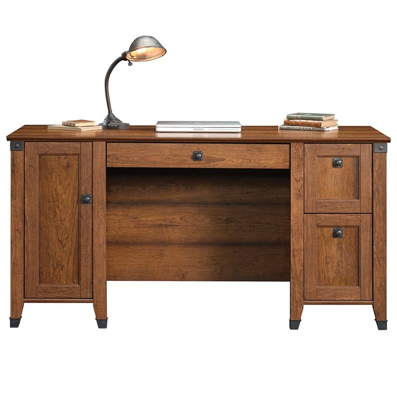 Sauder Carson Forge Engineered Wood Computer Desk in Washington Cherry