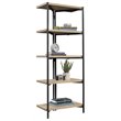 Sauder North Avenue Metal and Engineered Wood 4-Shelf Bookcase in Charter Oak