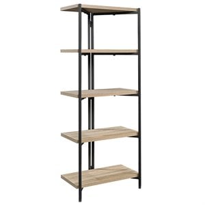 Sauder North Avenue Metal and Engineered Wood 4-Shelf Bookcase in Charter Oak