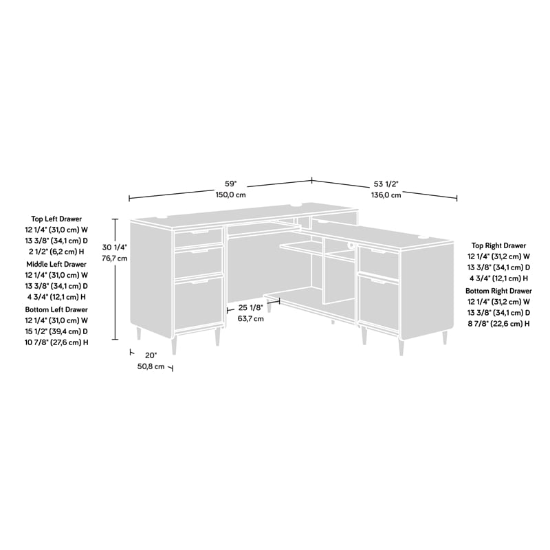 Sauder Clifford Place Engineered Wood L-Shaped Computer Desk in Grand Walnut