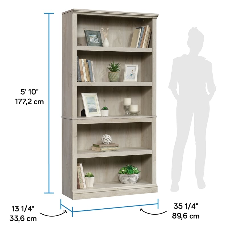Sauder Engineered Wood 5-Shelf Bookcase in Chalked Chestnut Finish