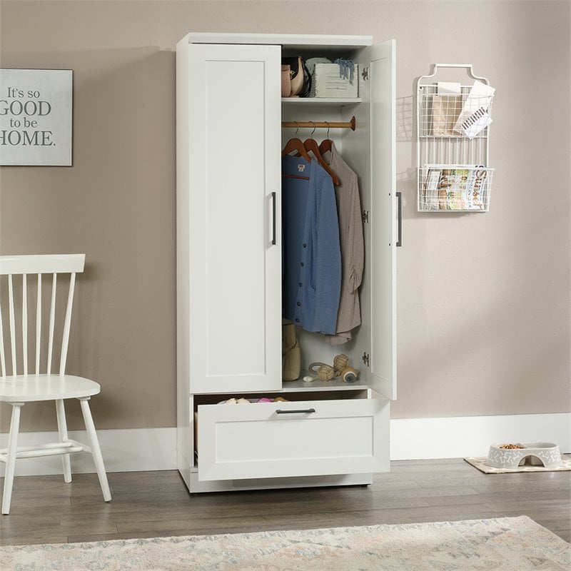 Sauder HomePlus Engineered Wood Bedroom Wardrobe Armoire in Soft White