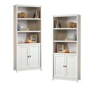 Home Square 2 Piece Cottage Style 3 Shelf Bookcase Set in Soft White