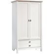 Sauder Cottage Road Engineered Wood Armoire in Soft White and Lintel Oak