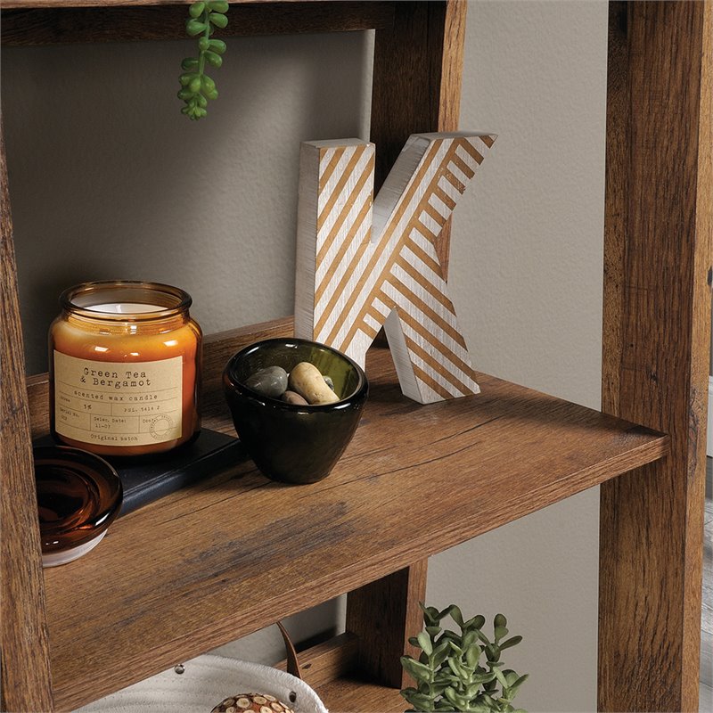Sauder Trestle Engineered Wood 5 Shelf Bookcase in Vintage Oak