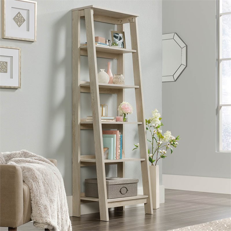Sauder Trestle Engineered Wood 5 Shelf Bookcase in Chalked Chestnut