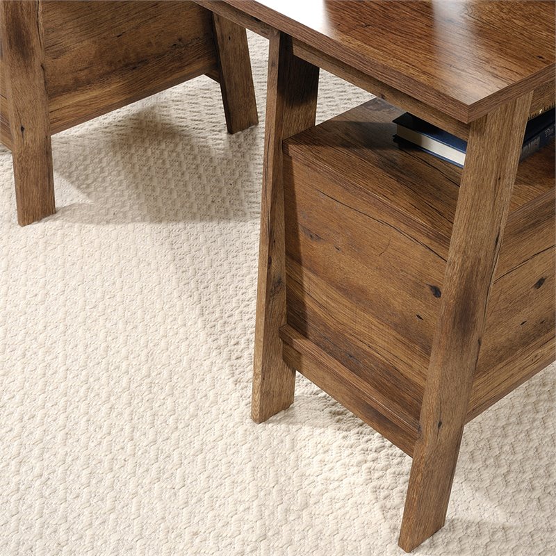 Sauder Trestle Executive Desk in Vintage Oak