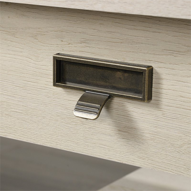 Sauder Trestle Engineered Wood Executive Desk in Chalked Chestnut