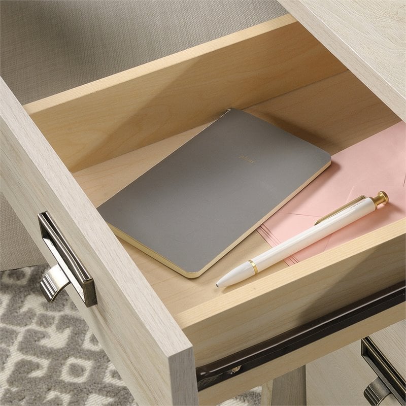 Sauder Trestle Engineered Wood Executive Desk in Chalked Chestnut