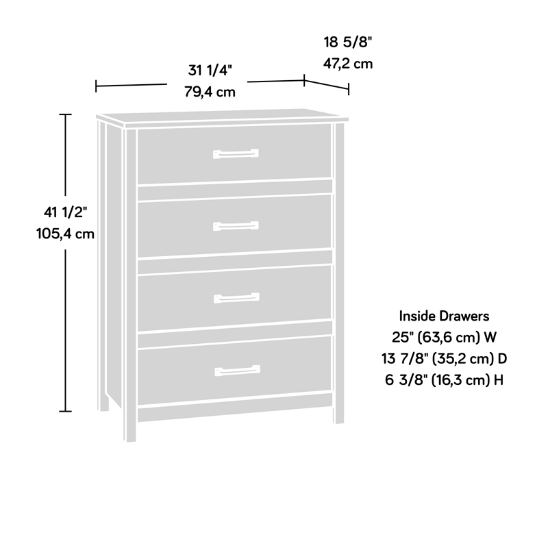 Sauder Cannery Bridge Engineered Wood 4-Drawer Chest in Sindoori Mango/Natural