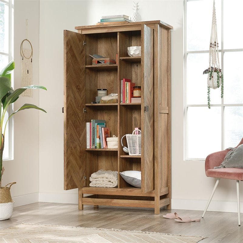 Sauder Cannery Bridge Engineered Wood Storage Cabinet in Sindoori Mango/Natural