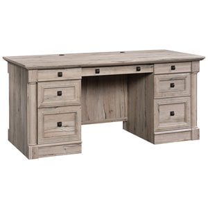 Sauder Palladia Engineered Wood Executive Desk in Split Oak Finish