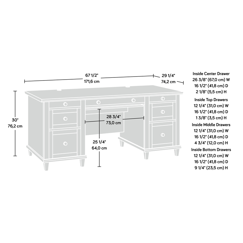 Sauder Hammond Engineered Wood Executive Desk in Emery Oak Finish
