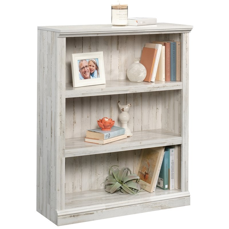 Sauder Select Engineered Wood 3-Shelf Bookcase in White Plank