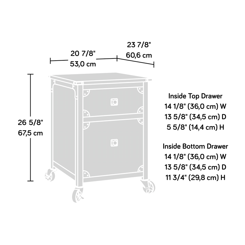 Sauder Steel River 2-Drawer Mobile File Cabinet in Milled Mesquite Beige