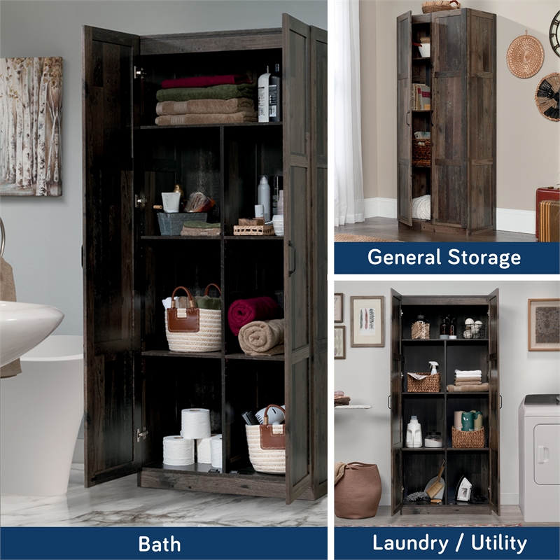 Sauder Select Engineered Wood 2 Door Storage Cabinet in Reclaimed Pine/Brown