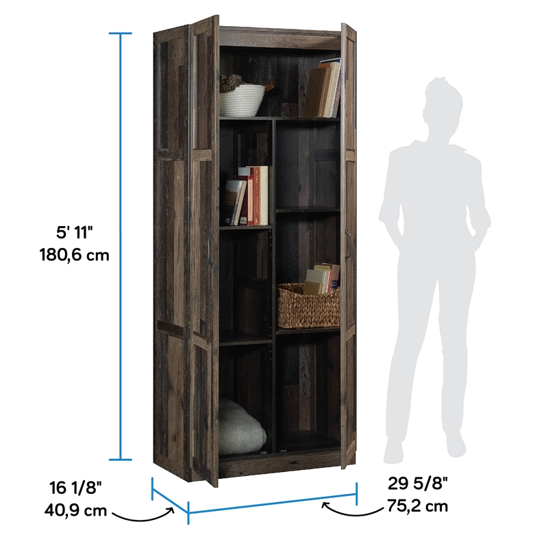 Sauder Select Engineered Wood 2 Door Storage Cabinet in Reclaimed Pine/Brown