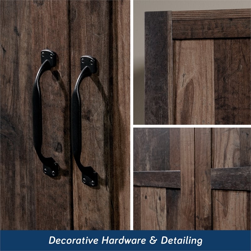 Sauder Select Engineered Wood Wardrobe Armoire in Rustic Reclaimed Pine/Brown