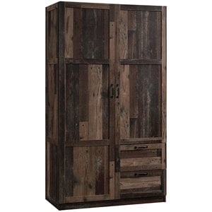 Sauder Select Engineered Wood Wardrobe Armoire in Rustic Reclaimed Pine/Brown